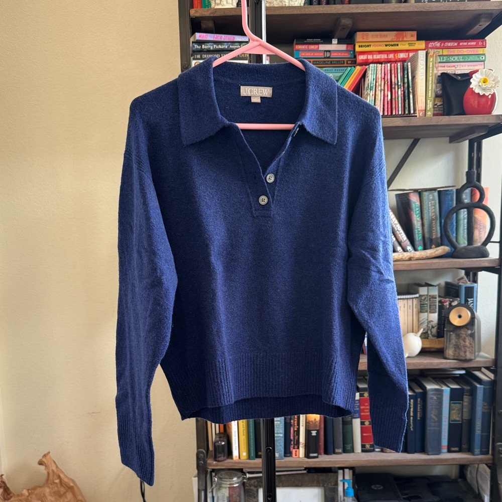 j.CrewNavy Blue Collared Sweater